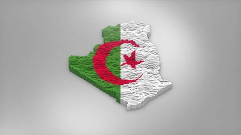 Algeria Map with Flag Intro Background Stock Footage 315162627