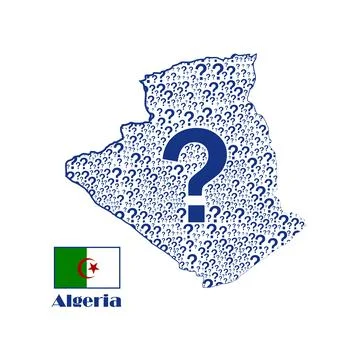 Algeria map flag made from question mark. Illustrazione stock