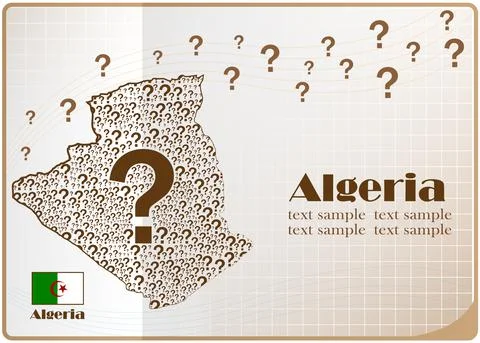 Algeria map flag made from question mark. Stock Illustration