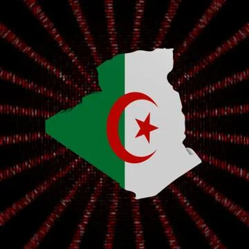 Algeria map flag on red hex code burst illustration イラスト素材