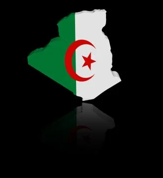 Algeria map flag with reflection illustration Stock Illustration