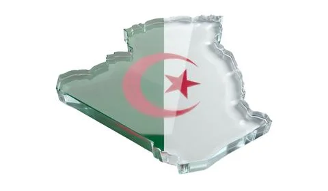 Algeria map glass refraction effect isolated on white background national f.. 스톡 일러스트
