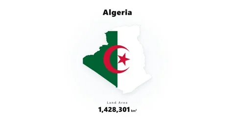 Algeria map graphic filled with flag colors green triangle white field red Stock Footage 345687265