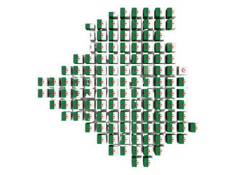 Algeria map made of green white cubes for travel map visuals. Stock Illustration