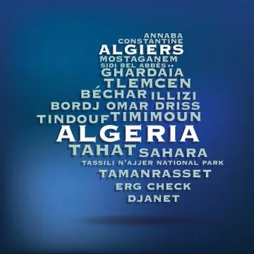 Algeria map made with name of cities Stock Illustration