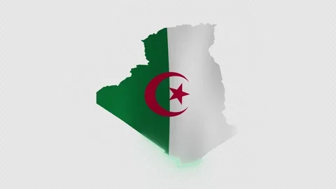 Algeria Map With National Flag Transparent Mov Format Stock Footage 336314358