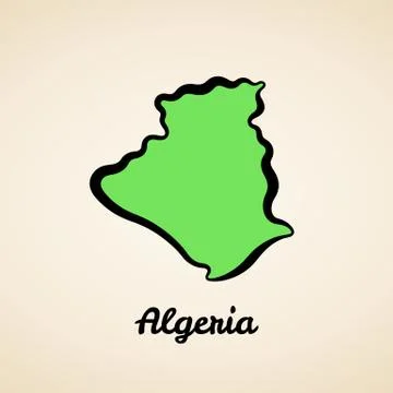 Algeria - Outline Map Stock Illustration