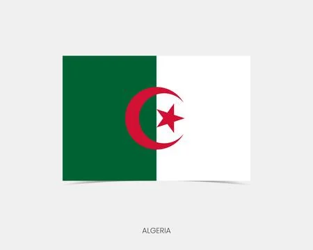 Algeria Rectangle flag icon with shadow. Stock Illustration