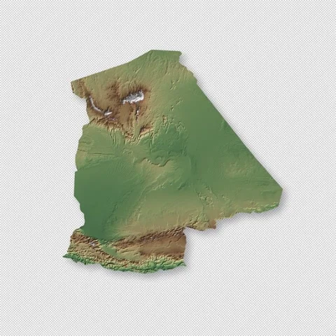 Algeria Rotating 3D Relief Map Seamless Loop, Alpha Channel 4K Stock Footage 340727909