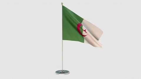 Algeria  Small Flag Pole Loops With Alpha Stock-Footage 162232222
