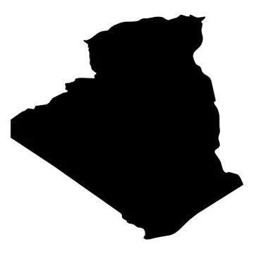 Algeria - solid black silhouette map of country area. Simple flat vector Stock Illustration