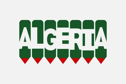 Algeria text with Pen symbol creative ideas design Stock Illustration