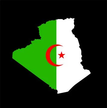 Algeria vector map flag vector silhouette illustration isolated on black Иллюстрация