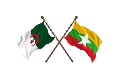 Algeria Versus Burma Two countries Flags background Stock Illustration