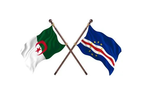Algeria Versus Cabo Verde Two countries Flags background Stock Illustration