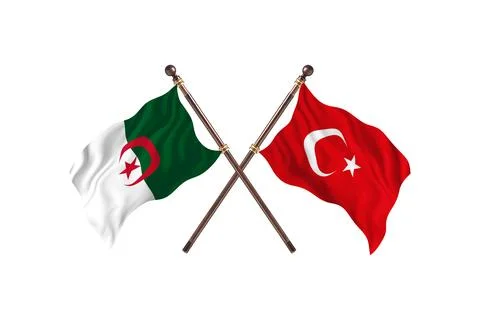 Algeria Versus Turkey Two countries Flags background Stock Illustration