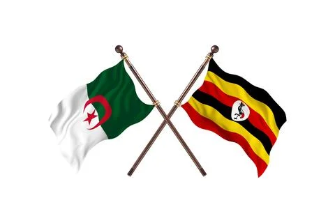 Algeria Versus Uganda Two countries Flags background Stock Illustration