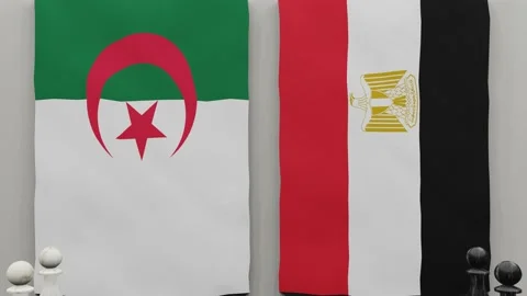 Algeria vs Egypt at the chess board. Stock Footage 175293348