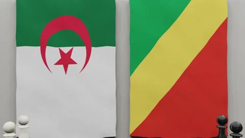Algeria vs Republic of the Congo at the chess board. Stock Footage 175299566