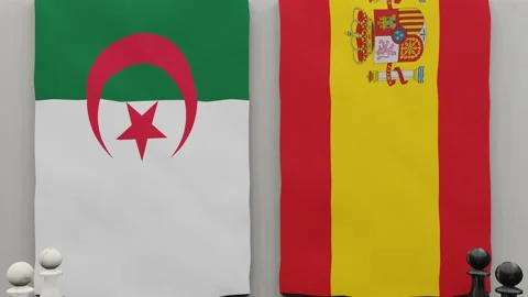 Algeria vs Spain at the chess board. Stock-Footage 175299680