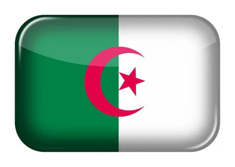 Algeria web icon rectangle button with clipping path 3d illustration Stock Illustration