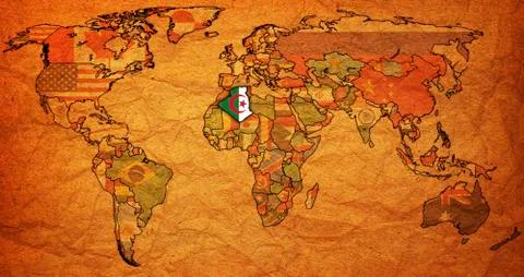 Algeria on world map Stock Illustration