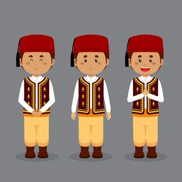 Algerian Character with Various Expression Stock Illustration