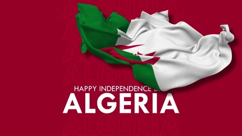 Algerian Flag Flying in Wind, Happy Independence Day Stock Footage 231866697
