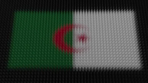 Algerian Flag Light Shining on Scrolling Bullets Stock Footage 280213391