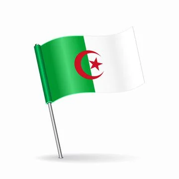 Algerian flag map pointer layout. Vector illustration. 库存插图