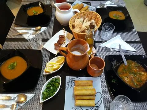 Algerian iftar table Stock Photos