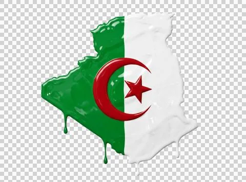Algerian map shape in paint colors of its flag isolated on transparent back.. Stock Illustration