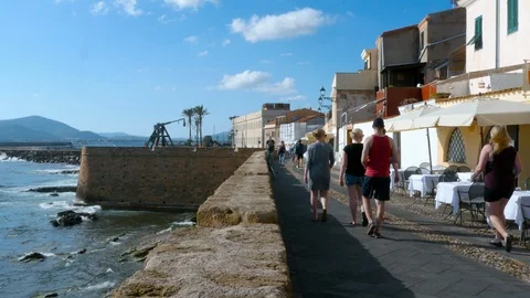 Alghero from the waterfront Stock Footage 96262769