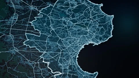 Algiers Algeria Glowing Digital Map Animation 4K Video stock 337440640