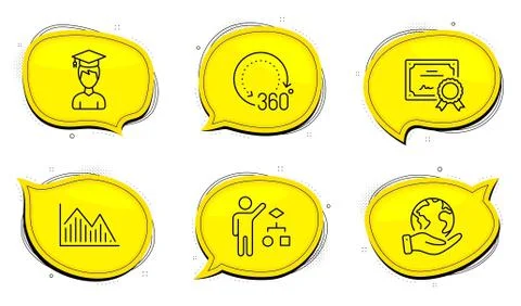 Algorithm, 360 degrees and Investment graph icons set. Student sign. Vector Stock Illustration