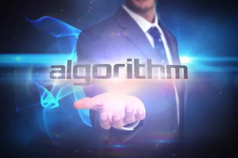 Algorithm against glowing swirl on black background 库存插图