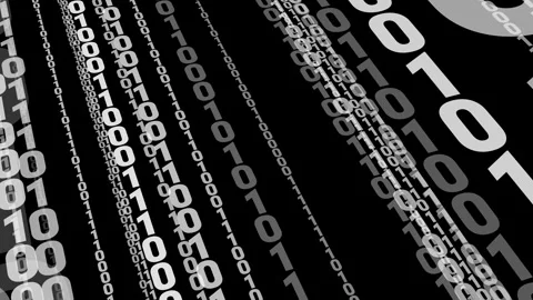 Algorithm and automation unraveling the power of binary code on a black Video stock 251958488