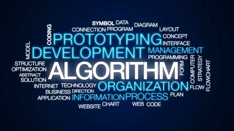 Algorithm animated word cloud, text desi... | Stock Video | Pond5