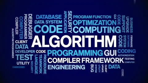 Algorithm animated word cloud,animation text kinetic typography seamless loop. Video stock 190261529