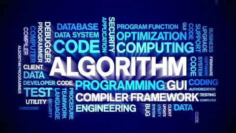 Algorithm animated word cloud,animation text kinetic typography seamless loop. Video stock 190263292