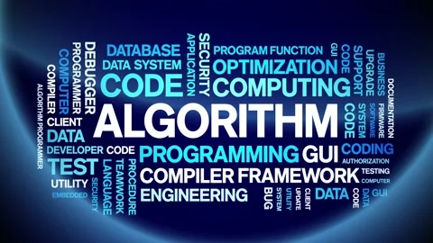 Algorithm animated word cloud,animation text kinetic typography seamless loop. Video stock 190269101