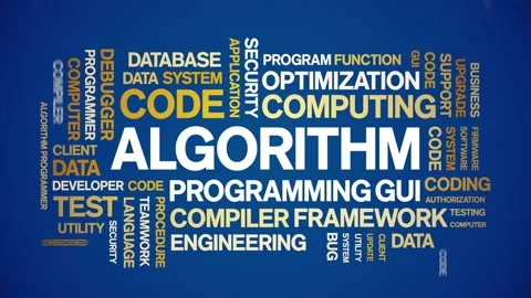 Algorithm animated word cloud,animation text kinetic typography seamless loop. Video stock 190279502