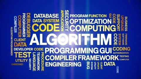 Algorithm animated word cloud,animation text kinetic typography seamless loop. Video stock 190284517