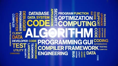 Algorithm animated word cloud,animation text kinetic typography seamless loop. Video stock 190286245