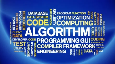 Algorithm animated word cloud,animation text kinetic typography seamless loop. Video stock 190292273