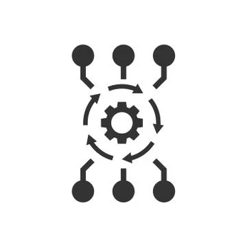 Algorithm api software vector icon in flat style. Business gear with arrow il Stockillustratie