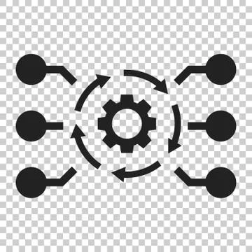 Algorithm api software vector icon in flat style. Business gear with arrow il Stock Illustration