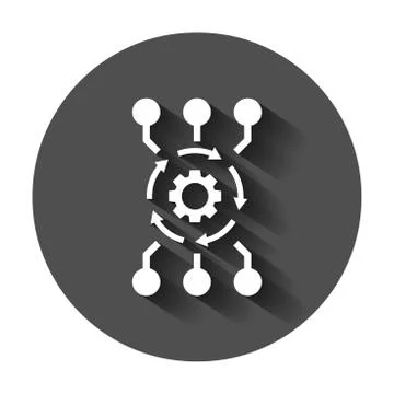Algorithm api software vector icon in flat style. Business gear with arrow il Stock-Illustration