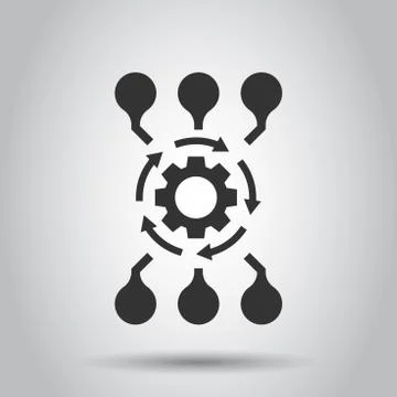 Algorithm api software vector icon in flat style. Business gear with arrow il Illustrazione stock