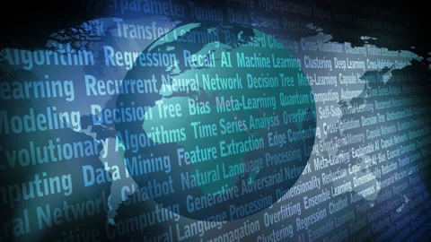 Algorithm for artificial intelligence ai innovation and world map using deep Stock Footage 267268872